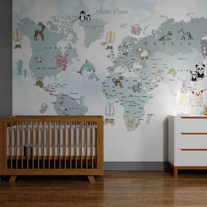 Superfresco Easy Whole Wide World Blue Print To Order 3m x 2.8m Mural - Blue