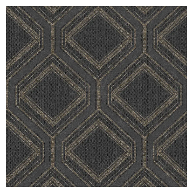 Superfresco Saville Row Geometric Charcoal & Black Wallpaper Size: 10000mm x 520mm - Black