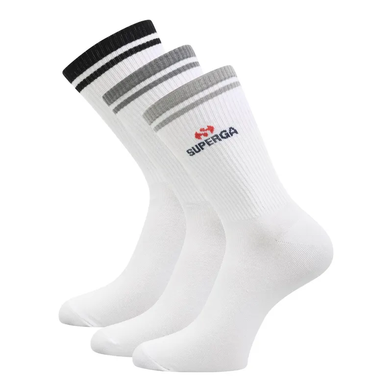Superga Unisex Adult Ribbed Knitted Socks (Pack Of 3) (White) - Size Medium