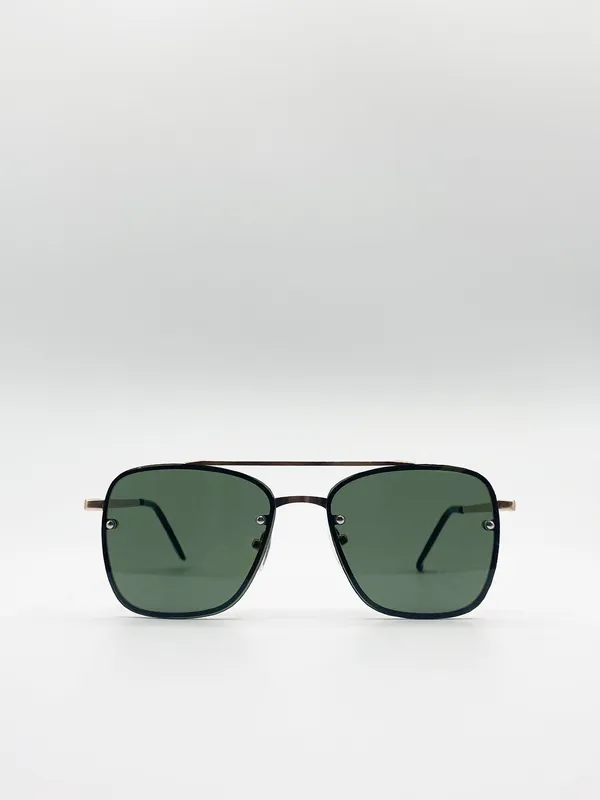 Svnx Mens Metal Frame Square Aviator Style Sunglasses - Gold Metal (Archived) - One Size