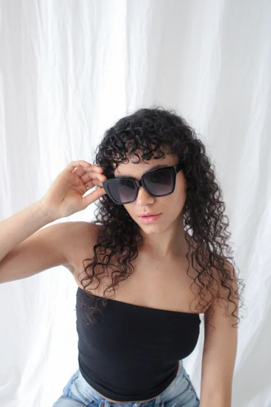 Svnx Plastic Frame Oversized Cat Eye Sunglasses in Black Black One Size