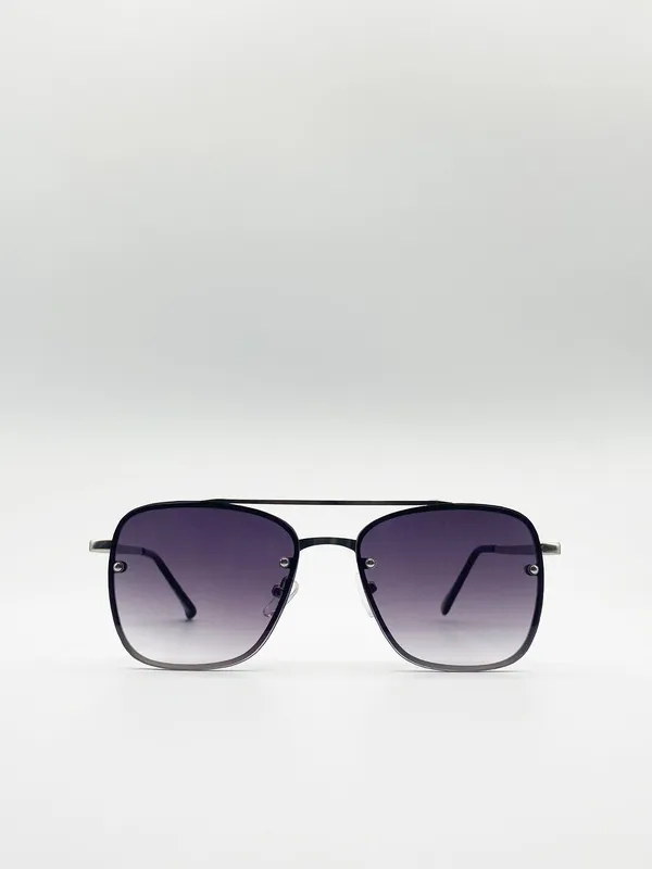 Svnx Silver Aviator Sunglasses with Metal Frames Silver One Size