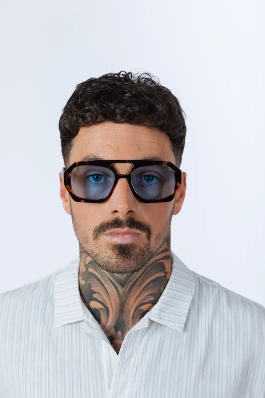 Svnx Tortoiseshell Sunglasses with Blue Lenses Blue One Size