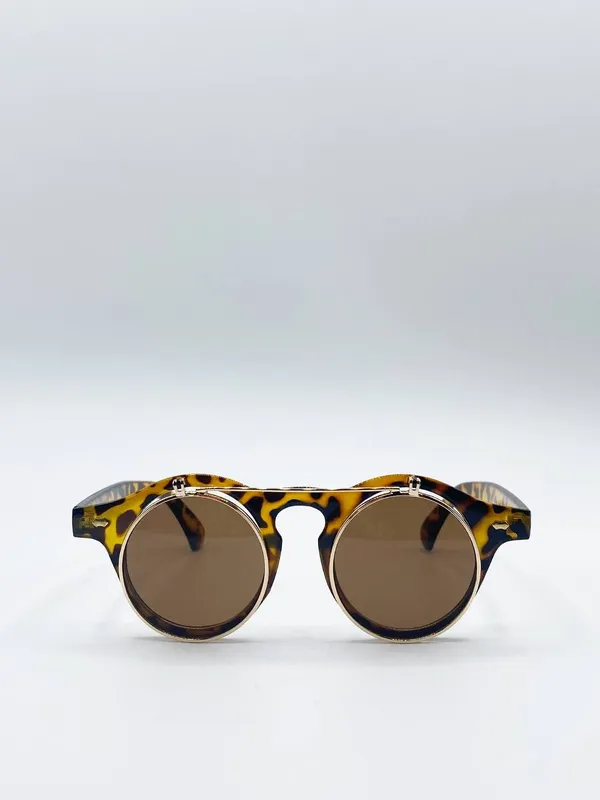 Svnx Unisex Brown Flip Lens Sunglasses - Brown