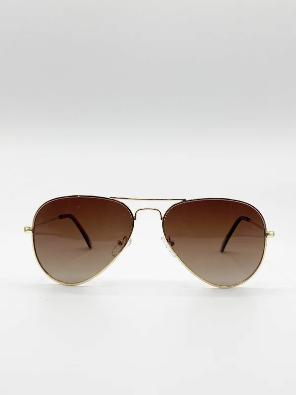 Svnx Unisex Classic Brown Aviator Sunglasses Polarized Brown One Size female