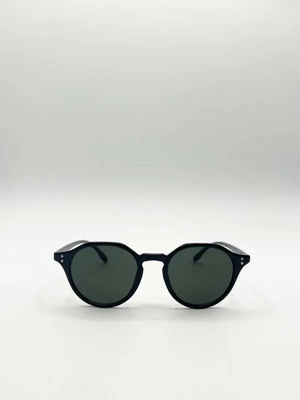 Svnx Unisex Classic Preppy Plastic Frame Sunglasses in Black - Black