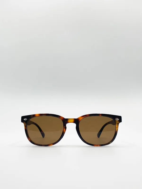 Svnx Unisex Classic Wayfarer Sunglasses in Brown Brown One Size female