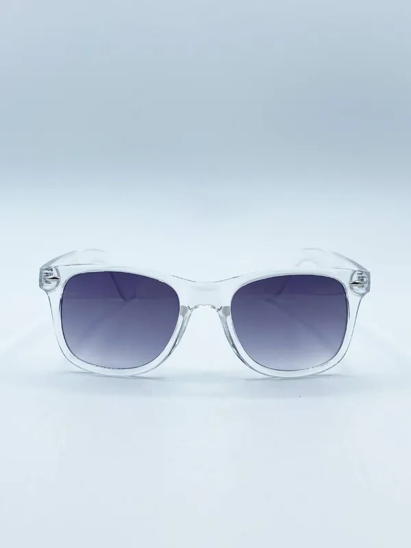 Svnx Unisex Clear Wayfarer Sunglasses w/ Graded Grey Lenses Clear female