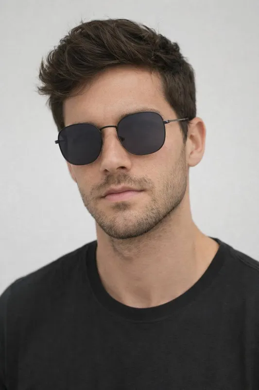 Svnx Hexagon Aviator Sunglasses in Black Black One Size
