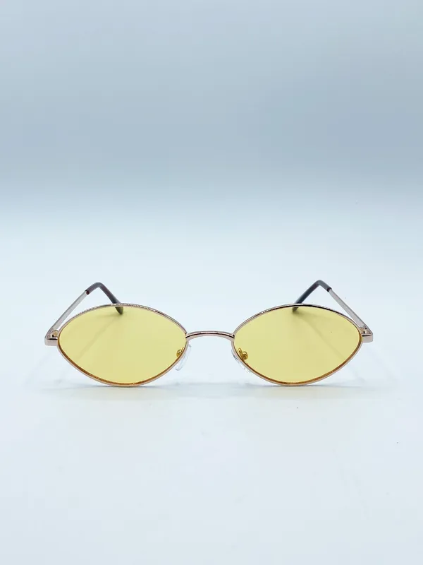 Svnx Unisex Metal Oval Frame Sunglasses With Orange Lenses - One Size