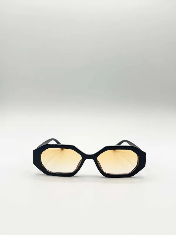 Svnx Unisex Oval Geomentric Sunglasses in Black Orange - Black