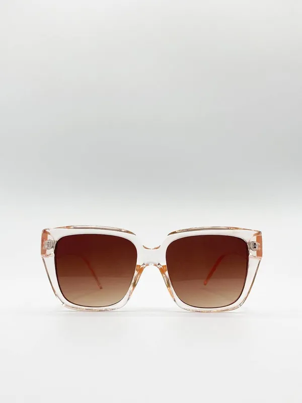 Svnx Unisex Plastic Frame Oversized Cat Eye Sunglasses in Peach - Peach