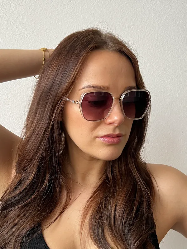 Svnx Unisex Plastic Frame Oversized Sunglasses - Gold - One Size