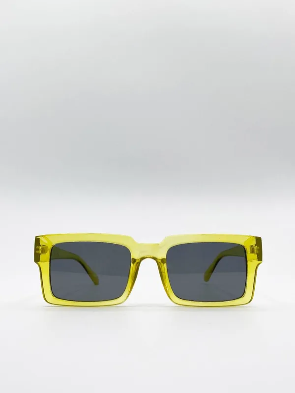 Svnx Unisex Square Matte Crystal Frame Sunglasses in Yellow - Yellow