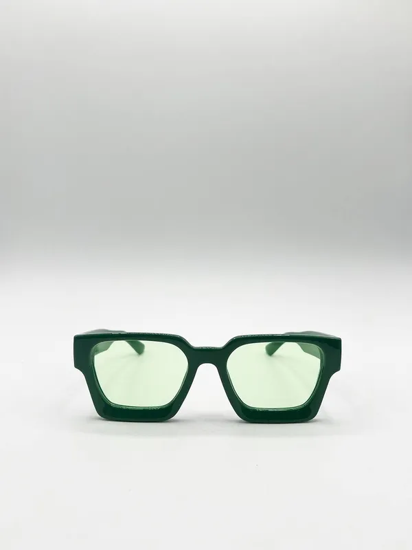 Svnx Unisex Square Retro Mint Green Sunglasses Green One Size female