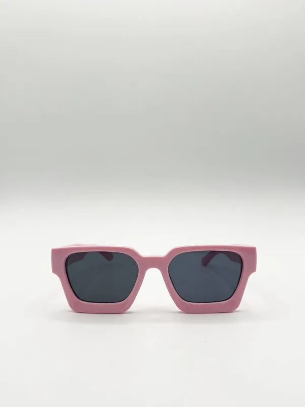 Svnx Unisex Square Retro Pink Sunglasses - Pink - Size: One Size