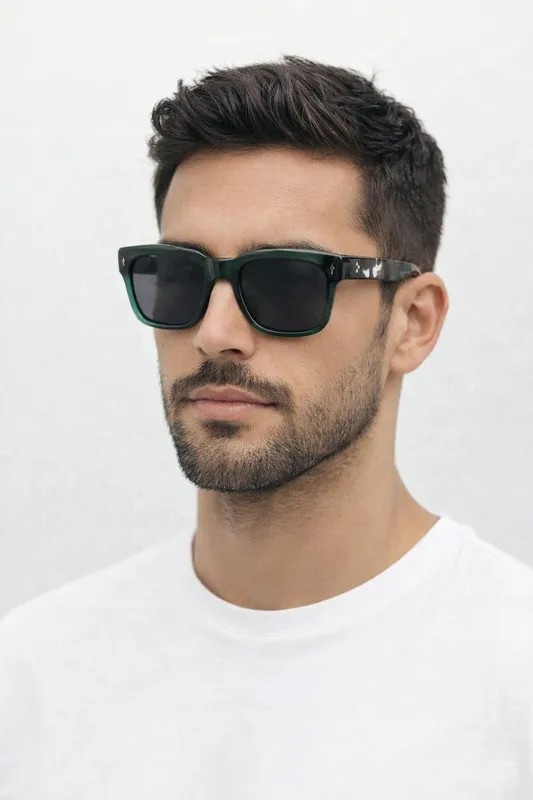 Svnx Unisex Square Sunglasses in Green Black - Green