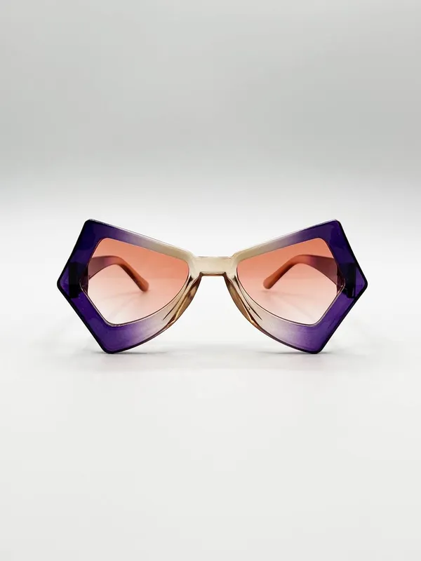 Svnx Women's 2 Tone Angular Sunglasses in Purple - Purple - Size: One Size