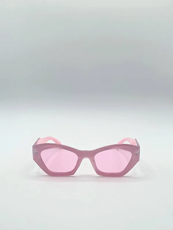 Svnx Women's Angular Cat-Eye Sunglasses in Pink - Pink