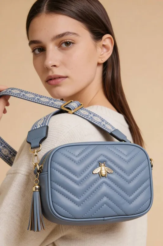 Svnx Women's Bee Embellished Camera Bag in Blue Blue