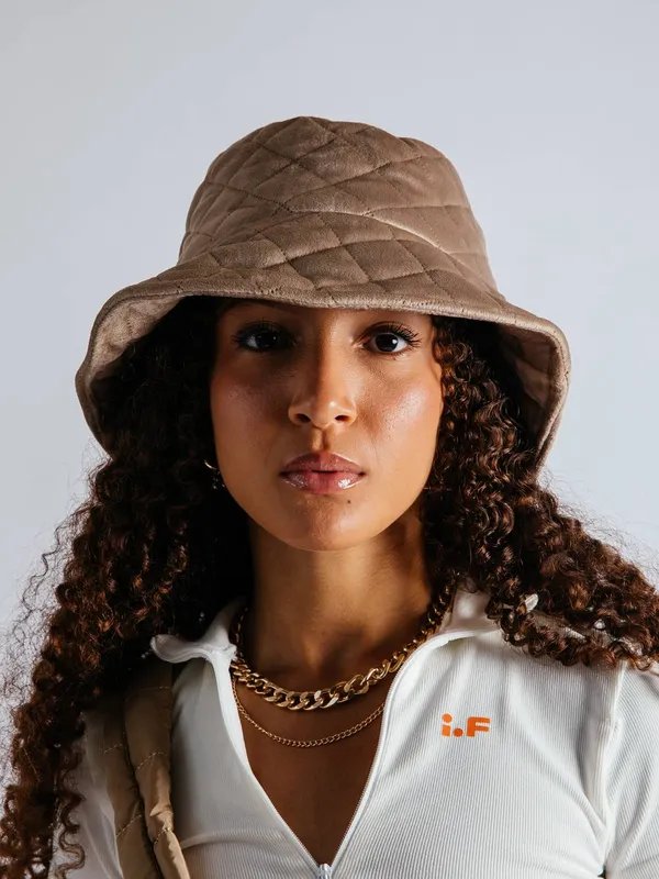 Svnx Women's Beige Quilted Bucket Hat Beige One Size