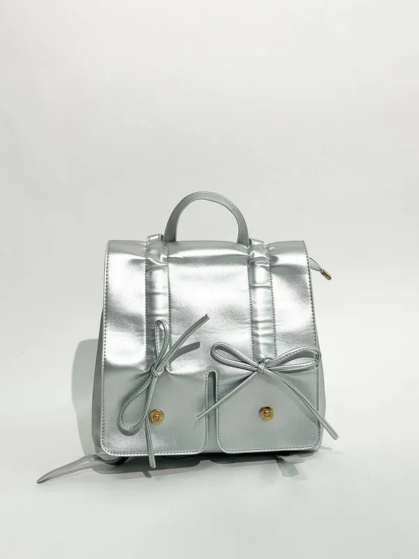 Svnx Women's Bow Backpack in Silver Silver female