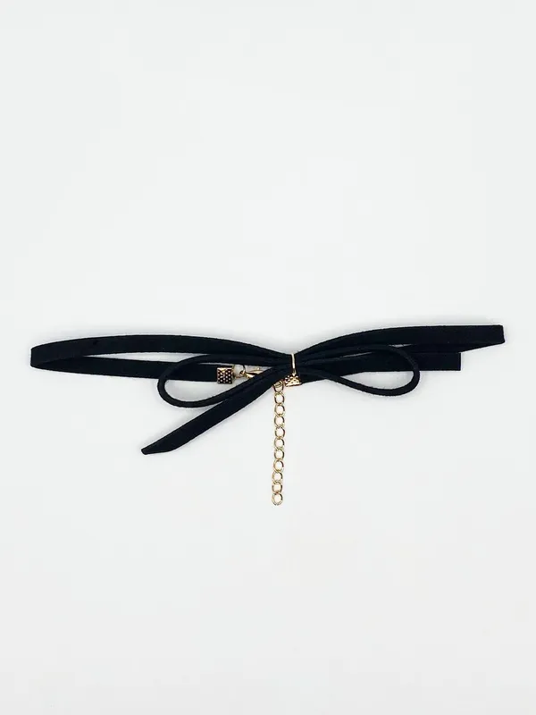 Svnx Women's Bow Faux Suede Choker in Black - Black