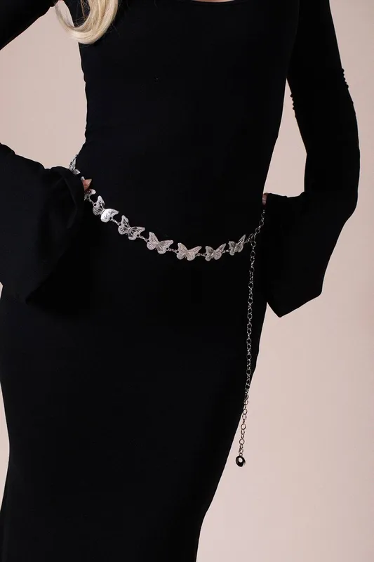 Svnx Women's Butterfly Chain Belt in Silver Silver female