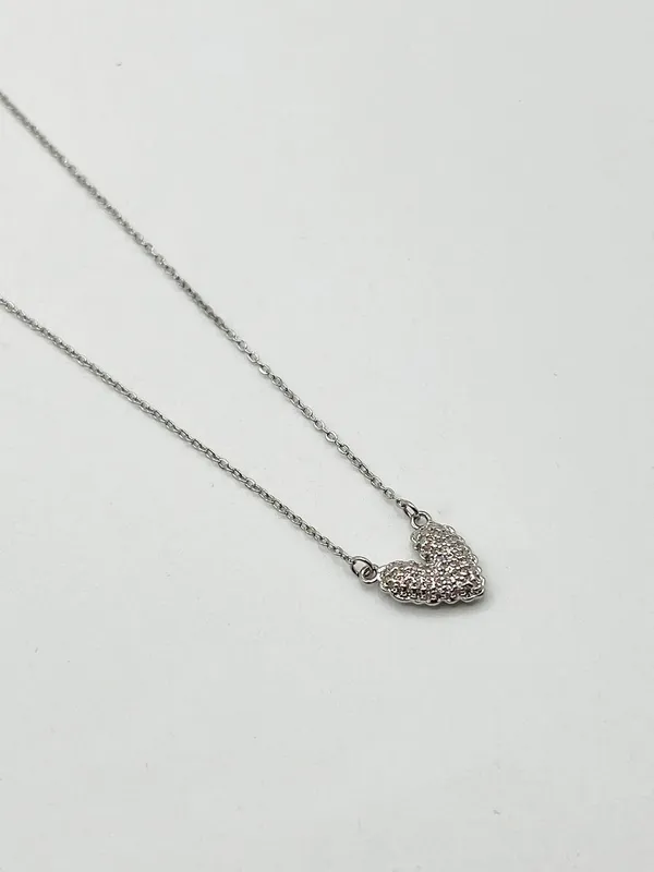 Svnx Women's Diamante Heart Pendant Necklace in silver Silver One Size