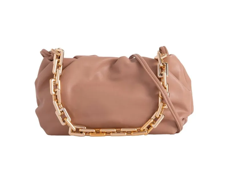 Svnx Women's Faux Leather Pouch Clutch Bag in Beige - Beige