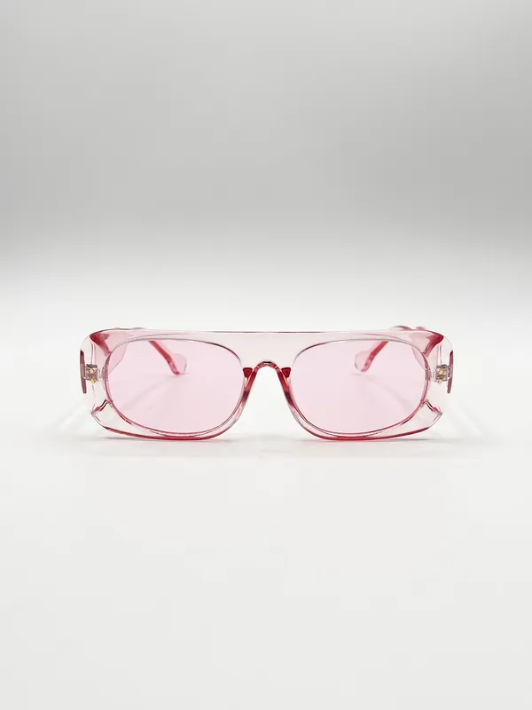 Svnx Women's Flat Top Oval Sunglasses in Pale Pink Pale Pink One Size