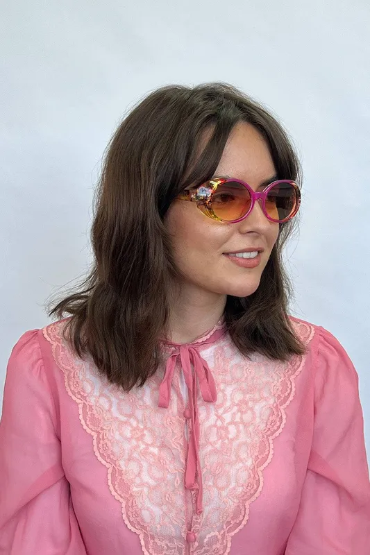 Svnx Women's Floral Pink Oval Sunglasses - Pink - Size: One Size