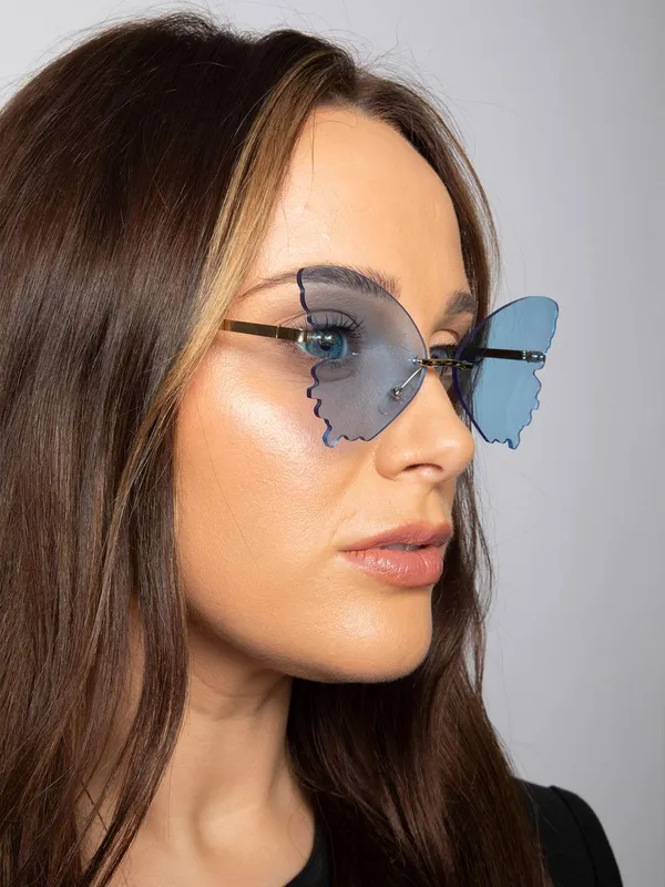 Svnx Womens Frameless Blue Butterfly Sunglasses Metal - One Size