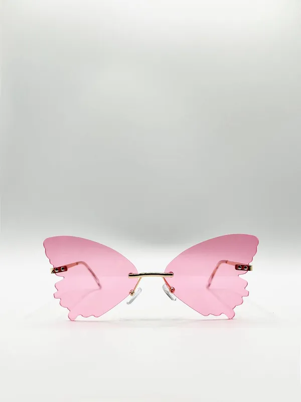 Svnx Women's Frameless Pink Butterfly Sunglasses - Pink - Size: One Size