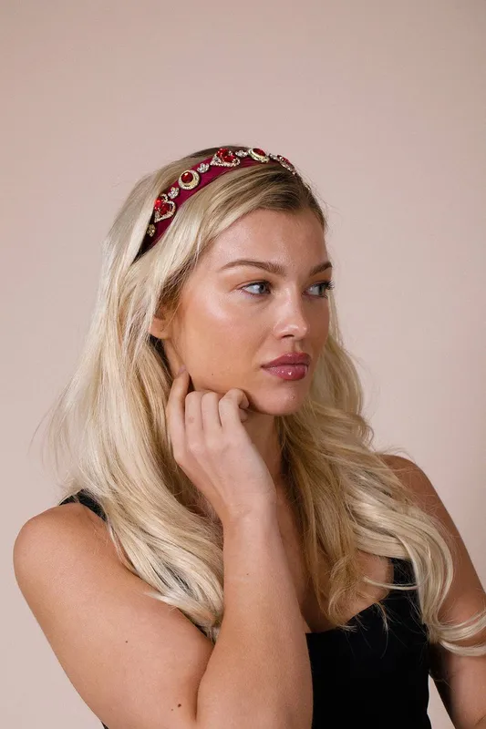 Svnx Women's Heart Embellished Headband in Red - Red