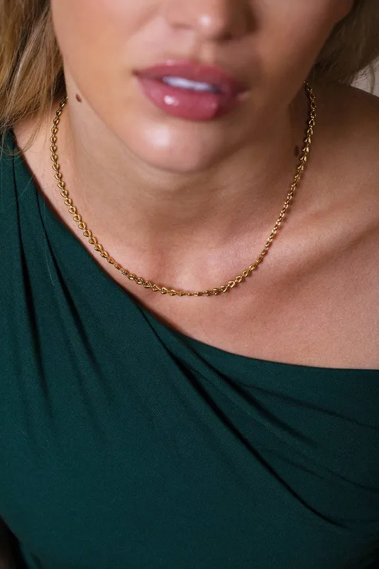 Svnx Women's Heart Link Necklace in Gold Gold One Size female