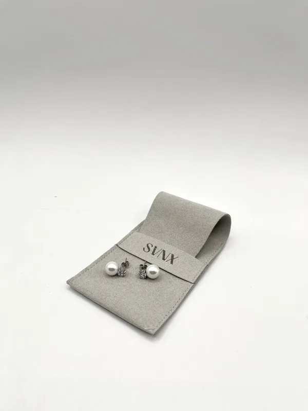 Svnx Women's Large Pearl Diamante Earrings in Silver - Silver