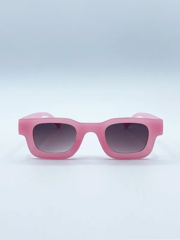 Svnx Women's Matte Square Sunglasses in Pink Pink