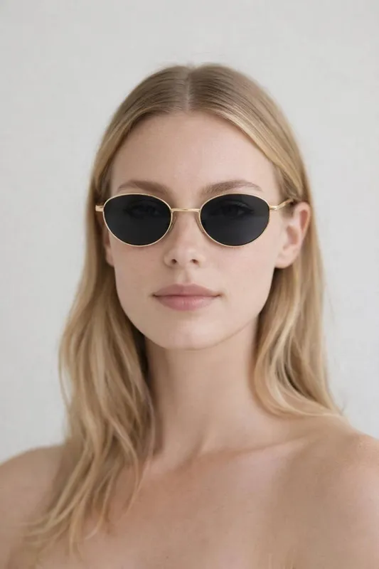 Svnx Women's Metal Oval Cat Eye Sunglasses In Black Black