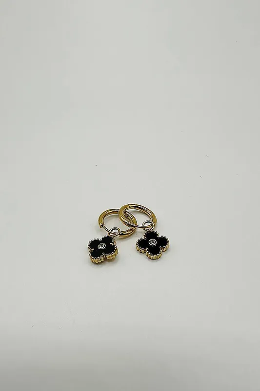 Svnx Women's Mini Clover Drop Hoop Earrings in Gold - Gold
