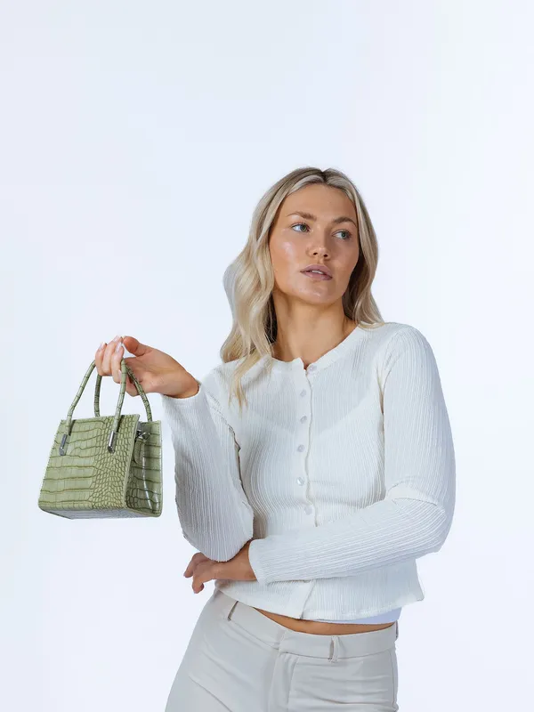 Svnx Women's Mini Croc Crossbody Bag in Sage in Green Green One Size