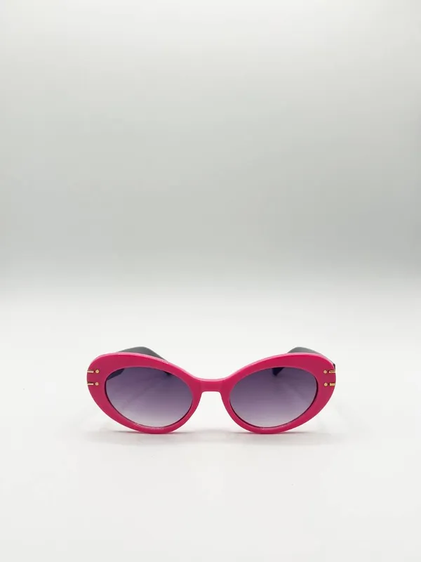 Svnx Women's Oval Cat-Eye Sunglasses in Hot Pink - Pink