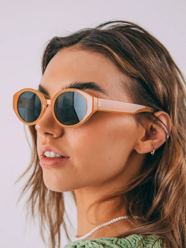 Svnx Women's Oval Plastic Frame Sunglasses in Yellow - Yellow