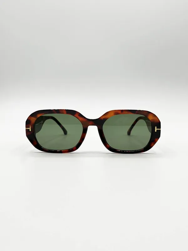Svnx Women's Oval Sunglasses with Wide Arm in Brown - Brown