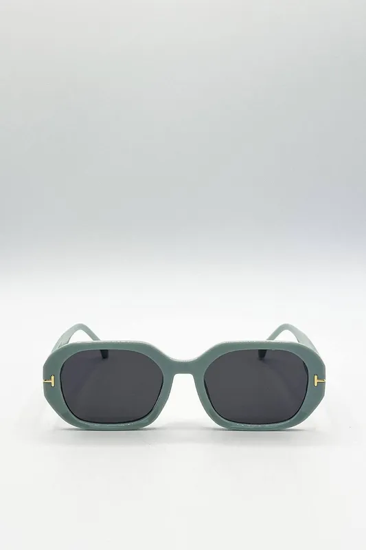 Svnx Women's Oval Sunglasses with Wide Arm in Mint - Mint