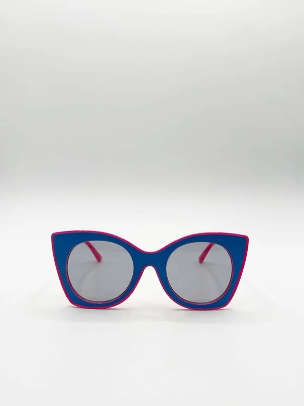 Svnx Women's Oversized Round Cat-Eye Sunglasses in Pink - Pink