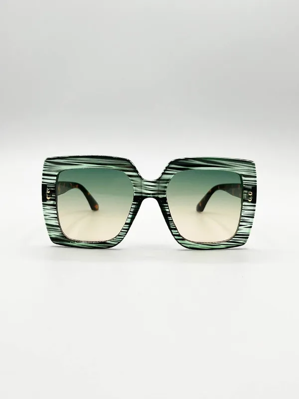 Svnx Women's Oversized Square Frame in Multi Print in Green Green female