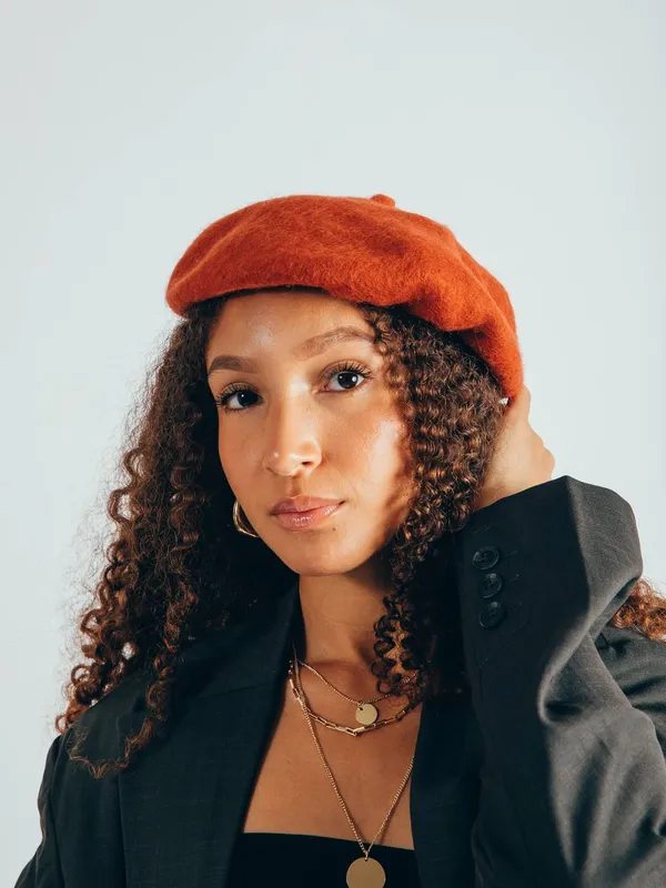 Svnx Women's Plain Felt Beret in Orange Orange female