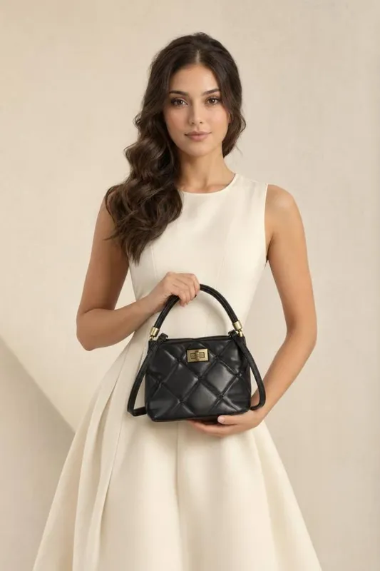 Svnx Women's Quilted Top-Handle Crossbody Mini Handbag - Black - Black - Size: One Size