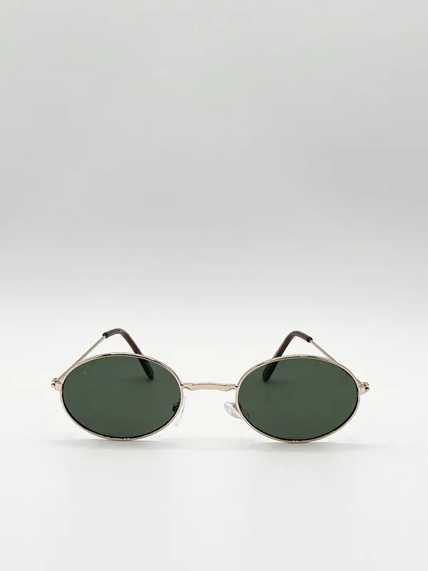 Svnx Women's Retro Round Sunglasses in Gold in Metallic Gold - Metallic Gold - Size: One Size
